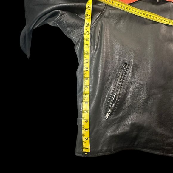 Black BIG & TALL Jamin Leather Jacket Size 56 w/ Zip-out Thermal Liner Striped - Picture 11 of 16